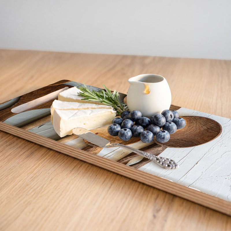 BROWN WOODEN SPOONS DOUBLE HANDLE SERVING BOARD