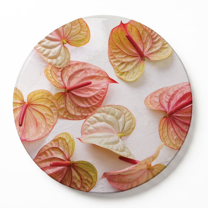 ANTHURIUM BLOOMS ROUND SERVING BOARD