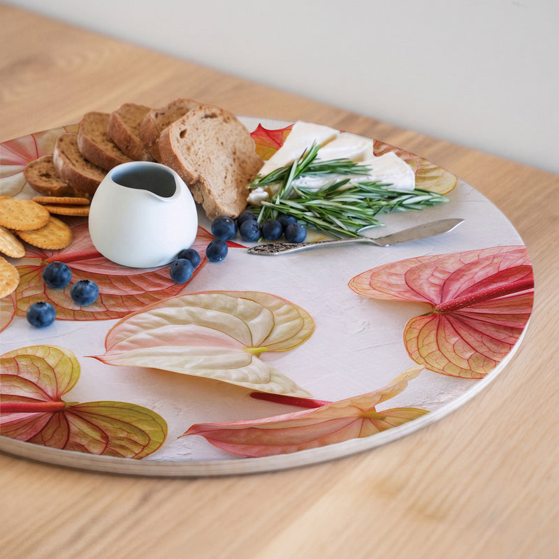 ANTHURIUM BLOOMS ROUND SERVING BOARD