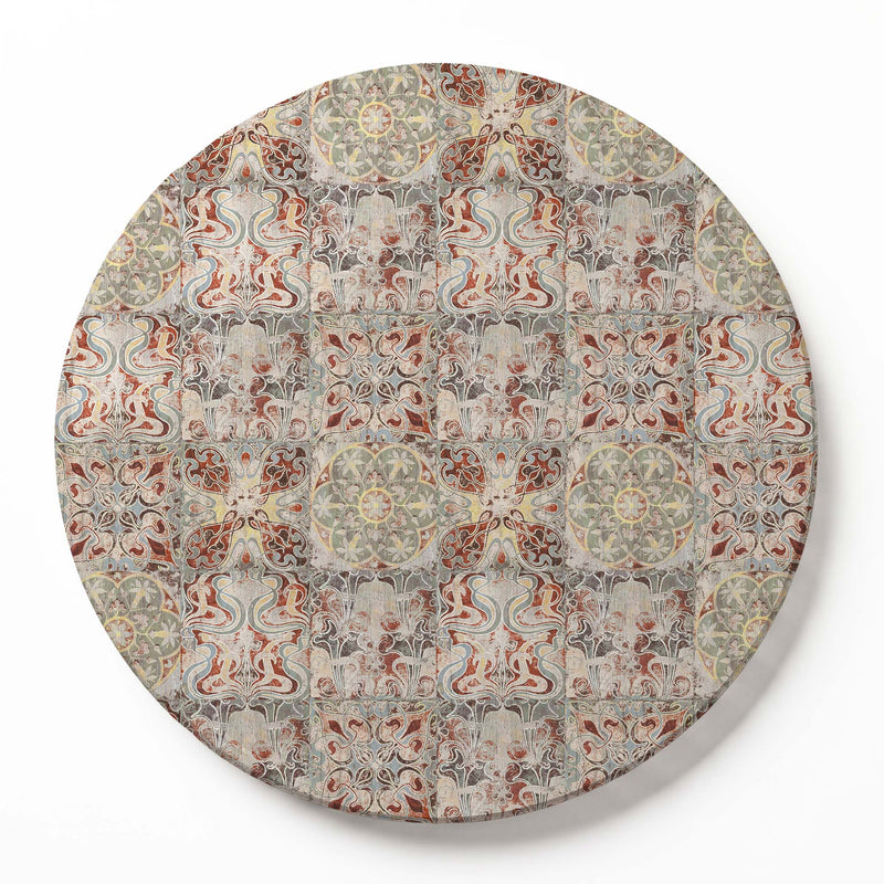 ANTIQUE FADED MOROCCAN TILE ROUND SERVING BOARD