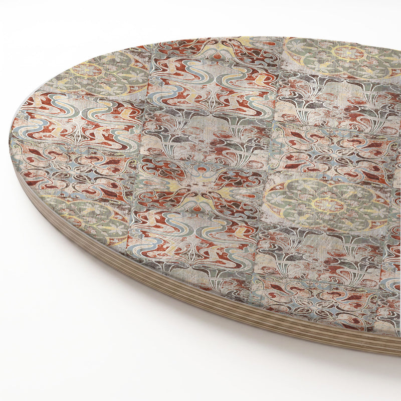 ANTIQUE FADED MOROCCAN TILE ROUND SERVING BOARD