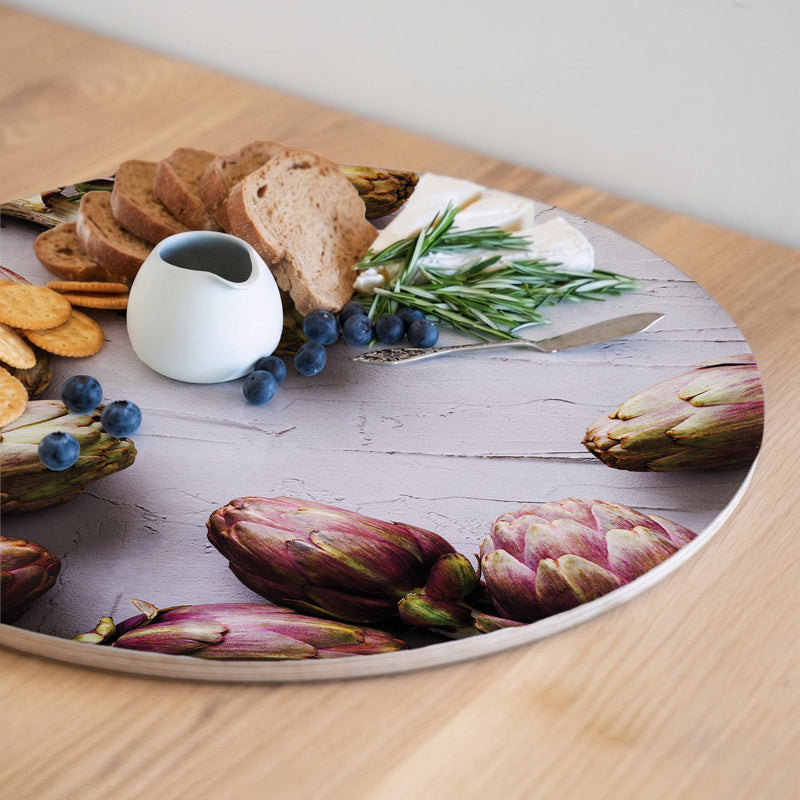 ARTICHOKE DARK PURPLE ROUND SERVING BOARD