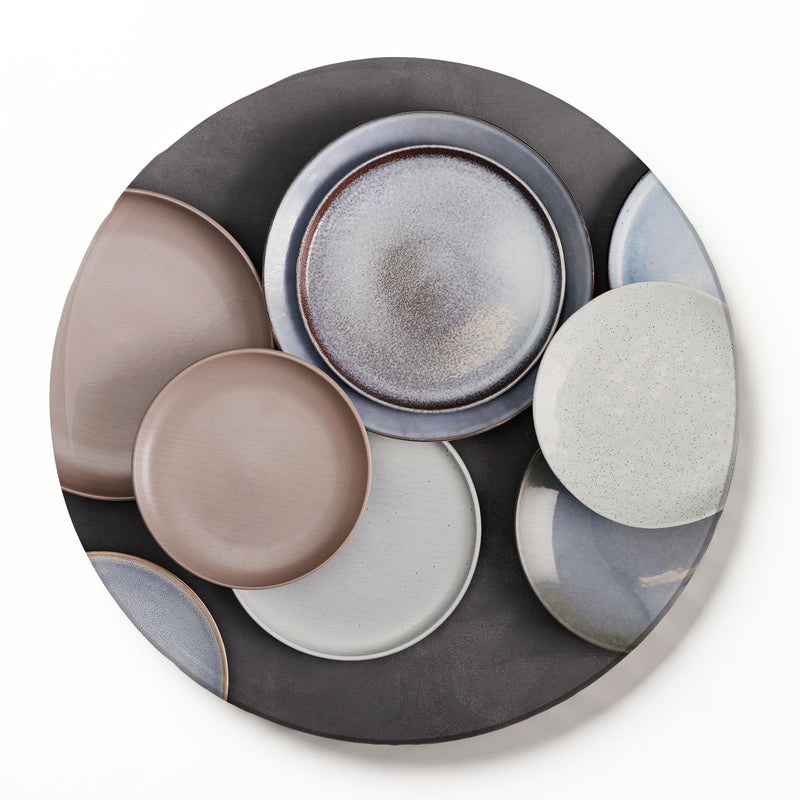 BEIGE PLATES ROUND SERVING BOARD