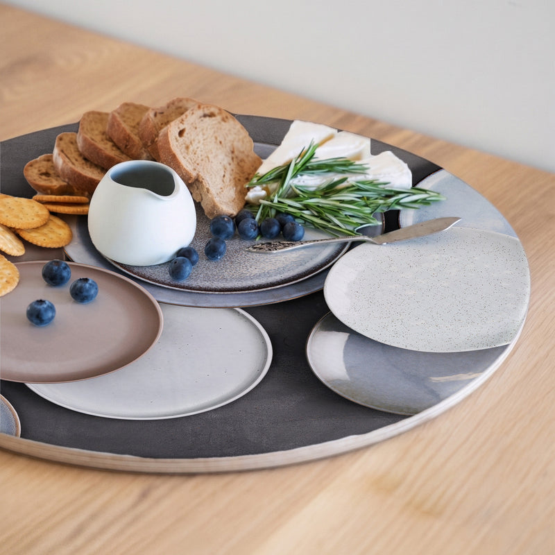 BEIGE PLATES ROUND SERVING BOARD