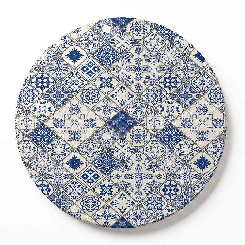 BLUE DIAMOND LISBON PATTERN ROUND SERVING BOARD
