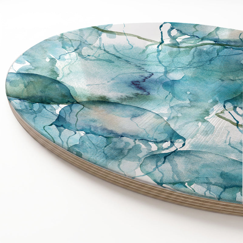 BLUE OCEAN WATERCOLOUR JELLYFISH ROUND SERVING BOARD