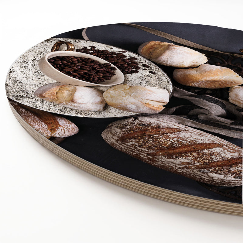 BREADS AND COFFEE ROUND SERVING BOARD
