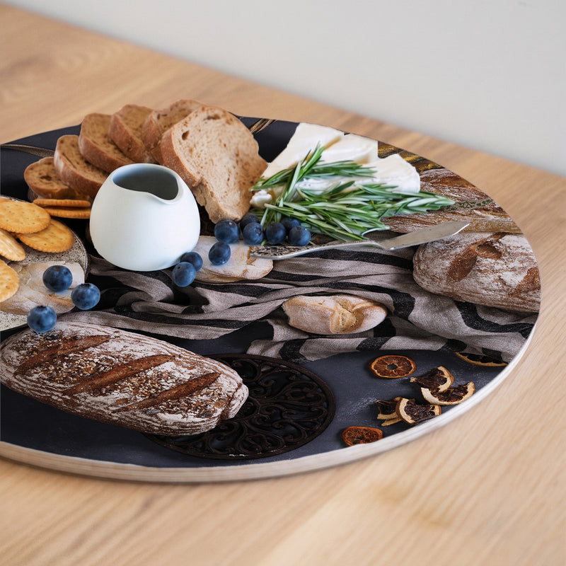 BREADS AND COFFEE ROUND SERVING BOARD
