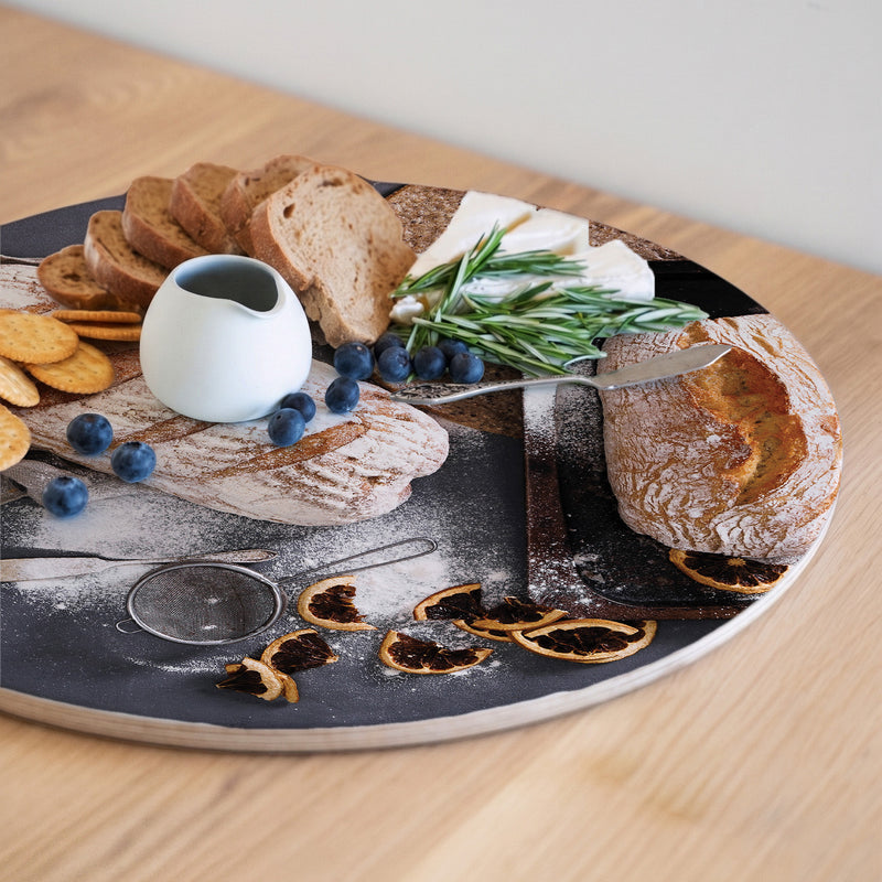 BREADS AND DRIED FRUIT ROUND SERVING BOARD