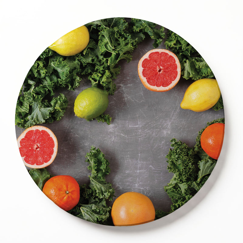 CITRUS AND HERBS ROUND SERVING BOARD