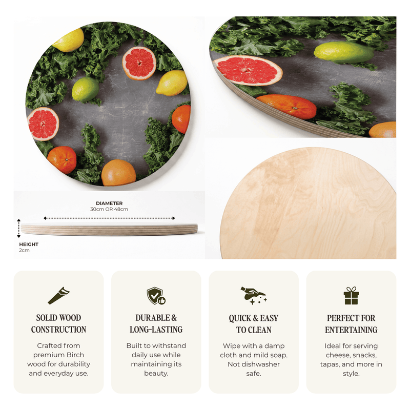 CITRUS AND HERBS ROUND SERVING BOARD
