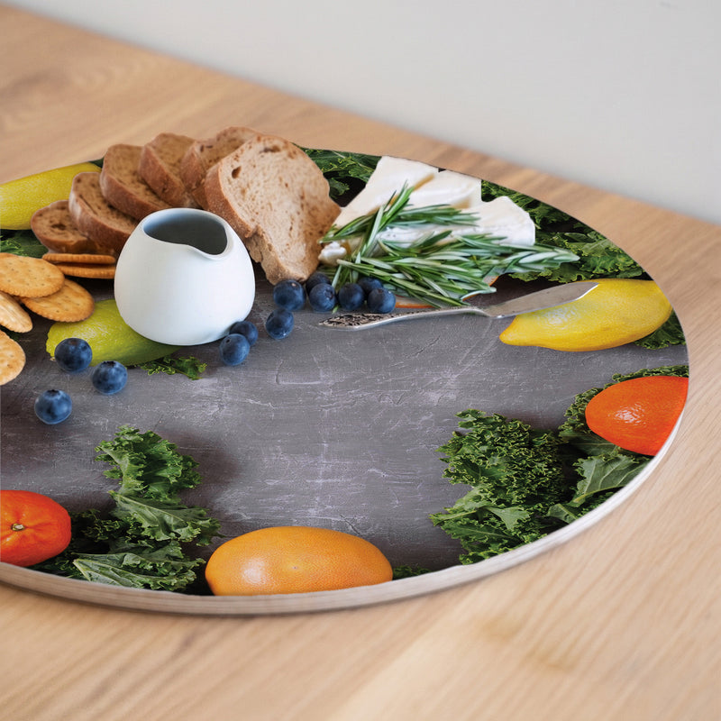 CITRUS AND HERBS ROUND SERVING BOARD
