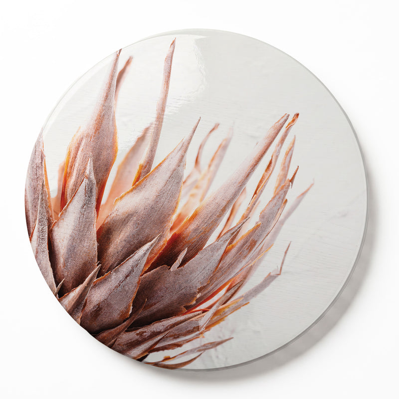 DRIED PINK KING PROTEA ROUND SERVING BOARD