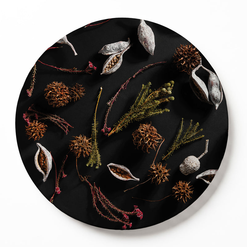 DRIED PODS AND SEEDS ROUND SERVING BOARD