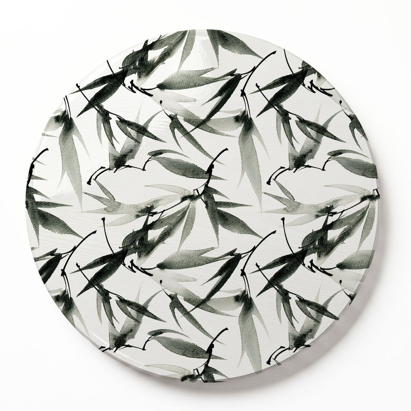 EUCALYPTUS WATERCOLOUR PATTERN ROUND SERVING BOARD