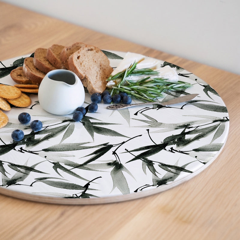 EUCALYPTUS WATERCOLOUR PATTERN ROUND SERVING BOARD