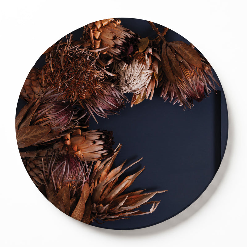 GOLDEN PROTEA CRESCENT ROUND SERVING BOARD