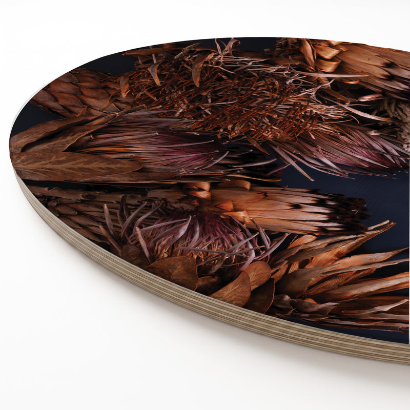 GOLDEN PROTEA CRESCENT ROUND SERVING BOARD