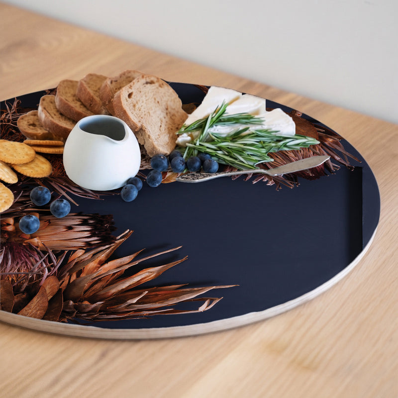 GOLDEN PROTEA CRESCENT ROUND SERVING BOARD
