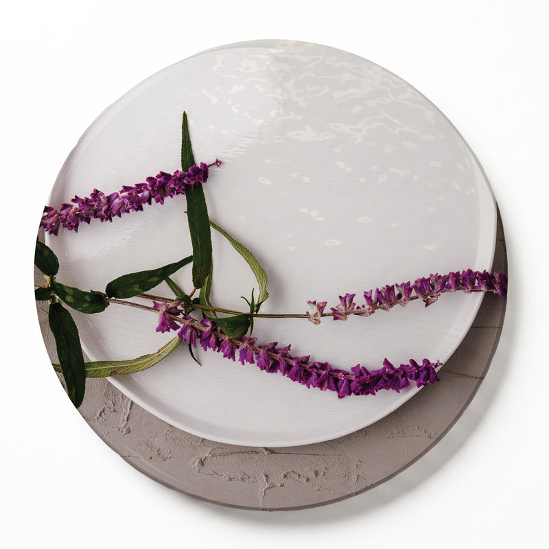 LAVENDER ON PLATE ROUND SERVING BOARD