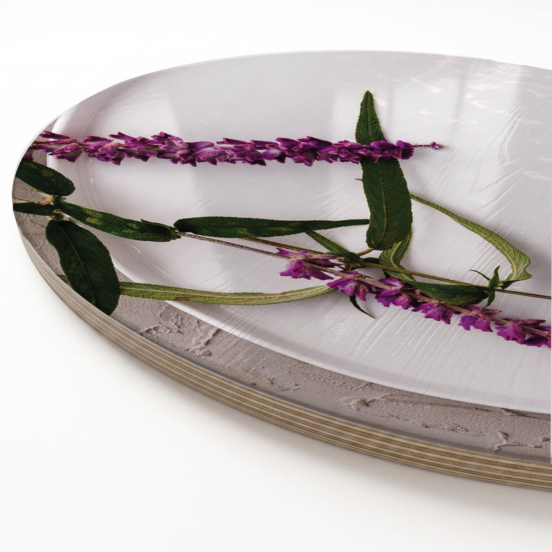 LAVENDER ON PLATE ROUND SERVING BOARD