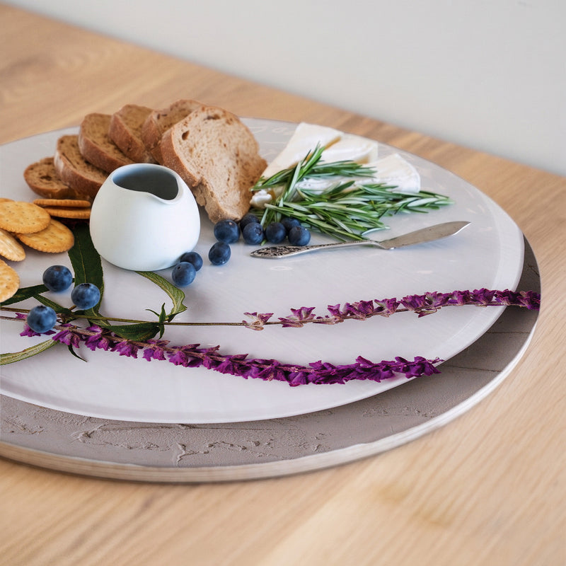 LAVENDER ON PLATE ROUND SERVING BOARD