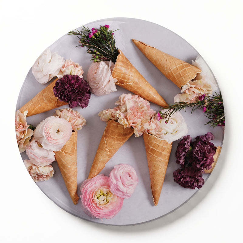 PEONY ICE CREAM CONES ROUND SERVING BOARD