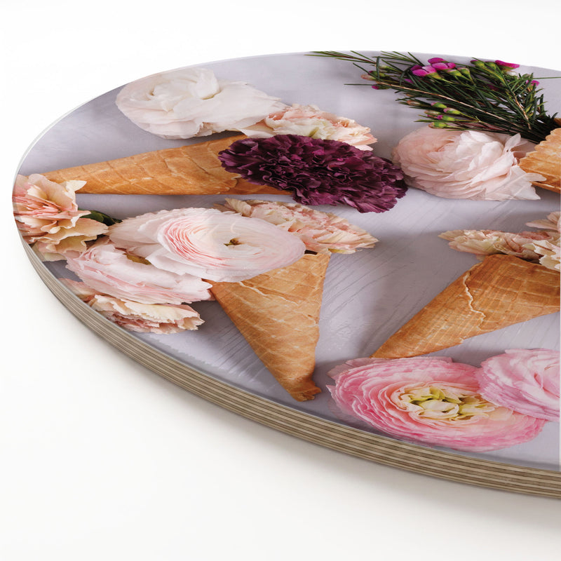 PEONY ICE CREAM CONES ROUND SERVING BOARD