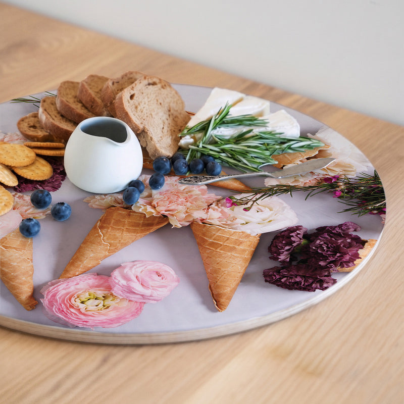 PEONY ICE CREAM CONES ROUND SERVING BOARD