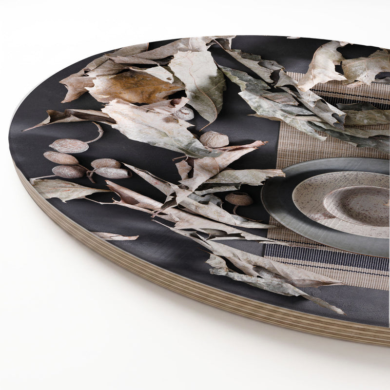 RUSTIC GREY STILL LIFE ROUND SERVING BOARD