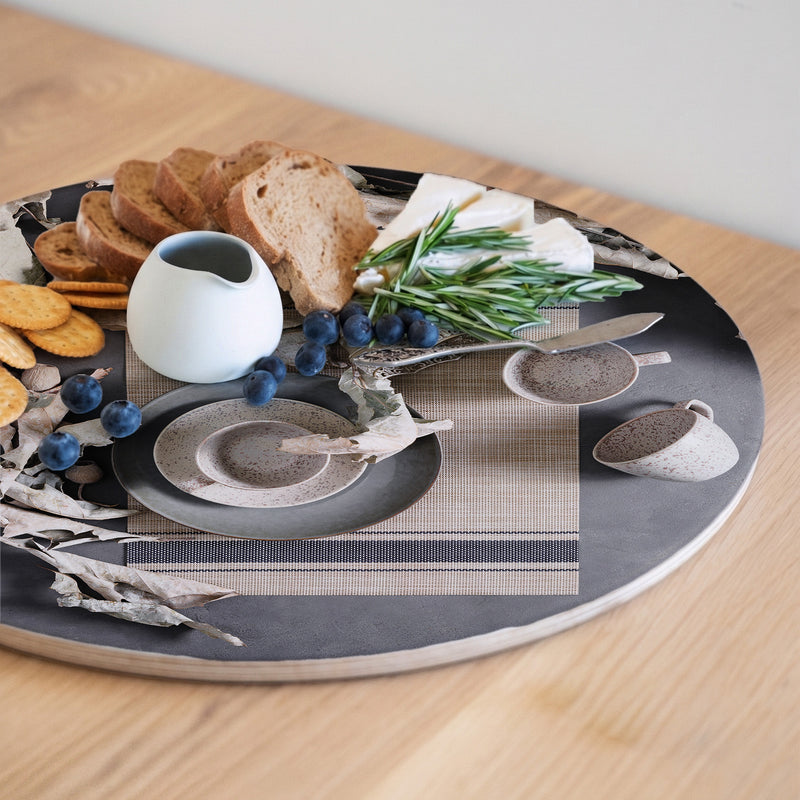 RUSTIC GREY STILL LIFE ROUND SERVING BOARD