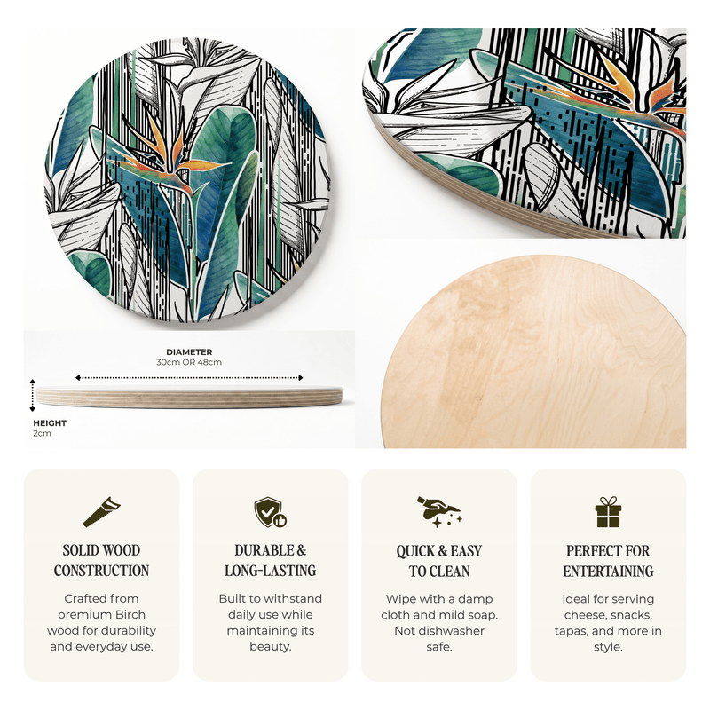 STRELITZIA LINEART ROUND SERVING BOARD