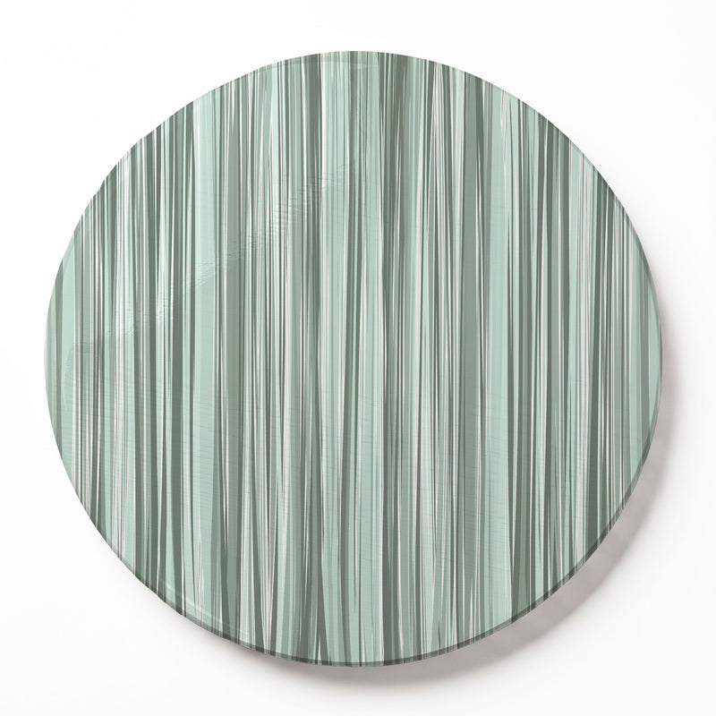 VERTICAL GREEN MONOCHROMATIC LINES ROUND SERVING BOARD