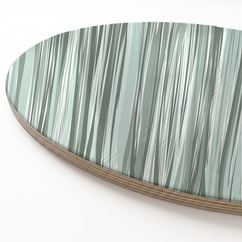 VERTICAL GREEN MONOCHROMATIC LINES ROUND SERVING BOARD