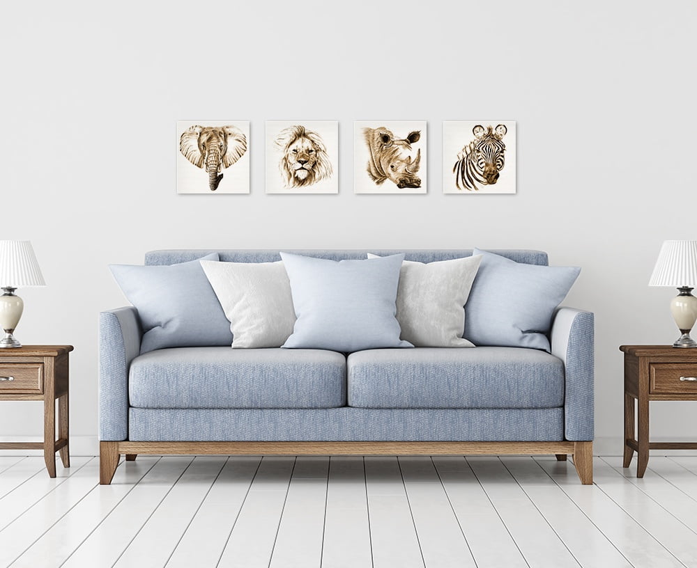 Birch Block 4 pce collage Sepia Wild LIfe