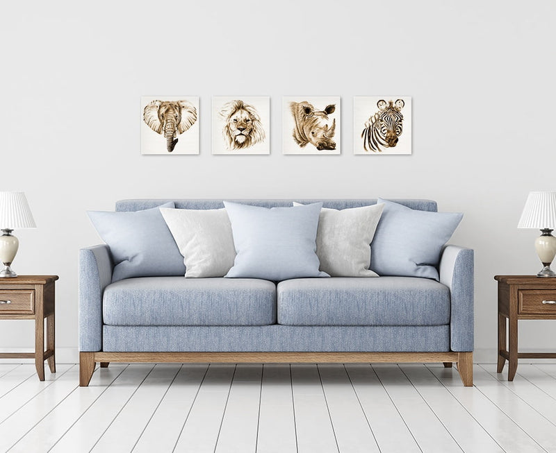 Birch Block 4 pce collage Sepia Wild LIfe