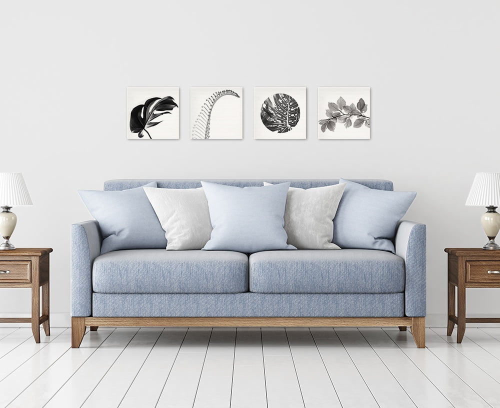 Birch Block 4 pce collage Leafy B&W