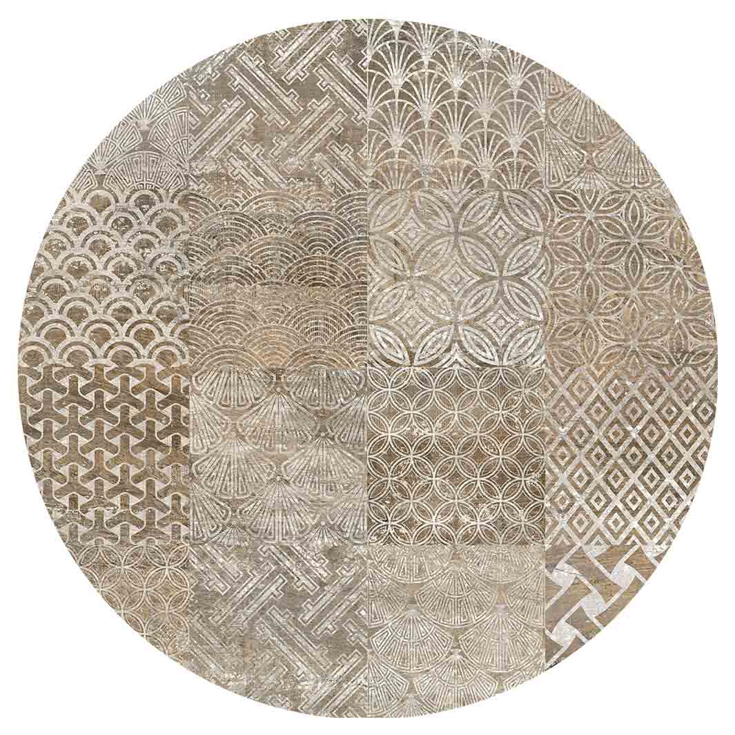 PATTERN BROWN MODERN TILE NATURAL ROUND COASTER