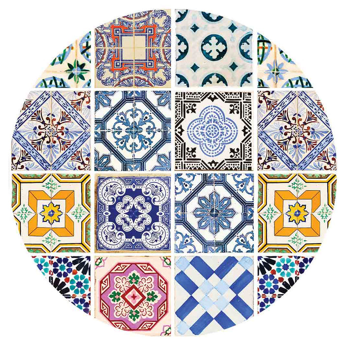 PATTERN BLUE COLOURFUL TILE ROUND COASTER