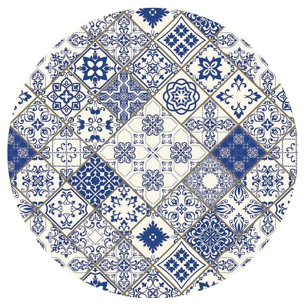 PATTERN BLUE DIAMOND LISBON ROUND COASTER
