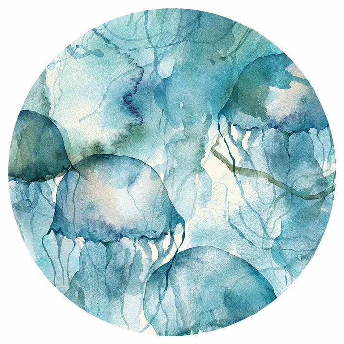 PATTERN BLUE OCEAN WATERCOLOUR JELLYFISH ROUND COASTER