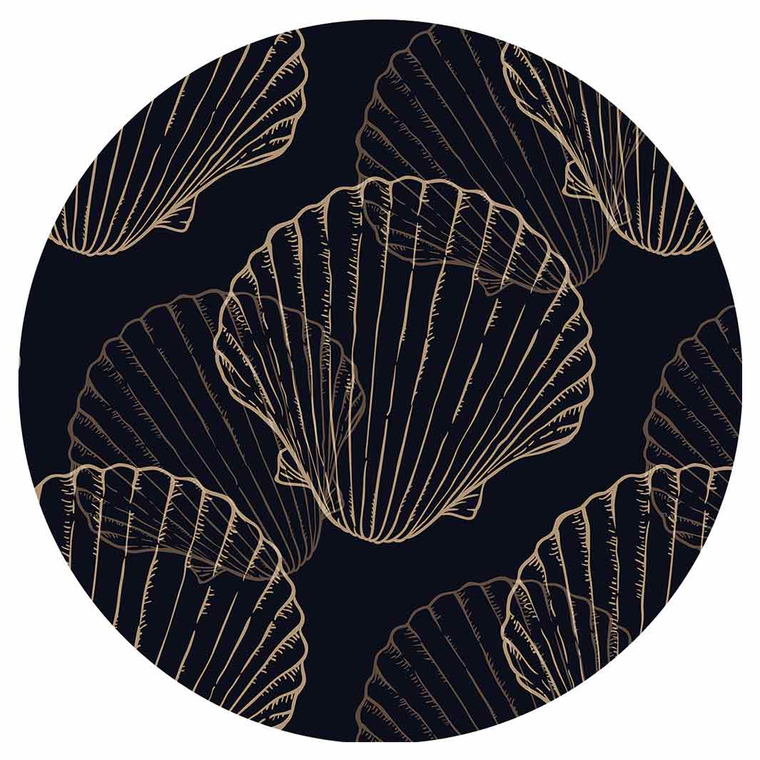 PATTERN DARK NAVY SHELL ROUND COASTER