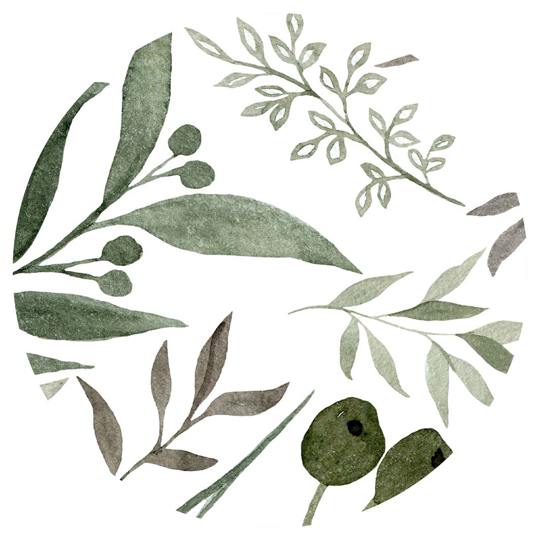 WATERCOLOUR GREEN LEAVES ROUND COASTER