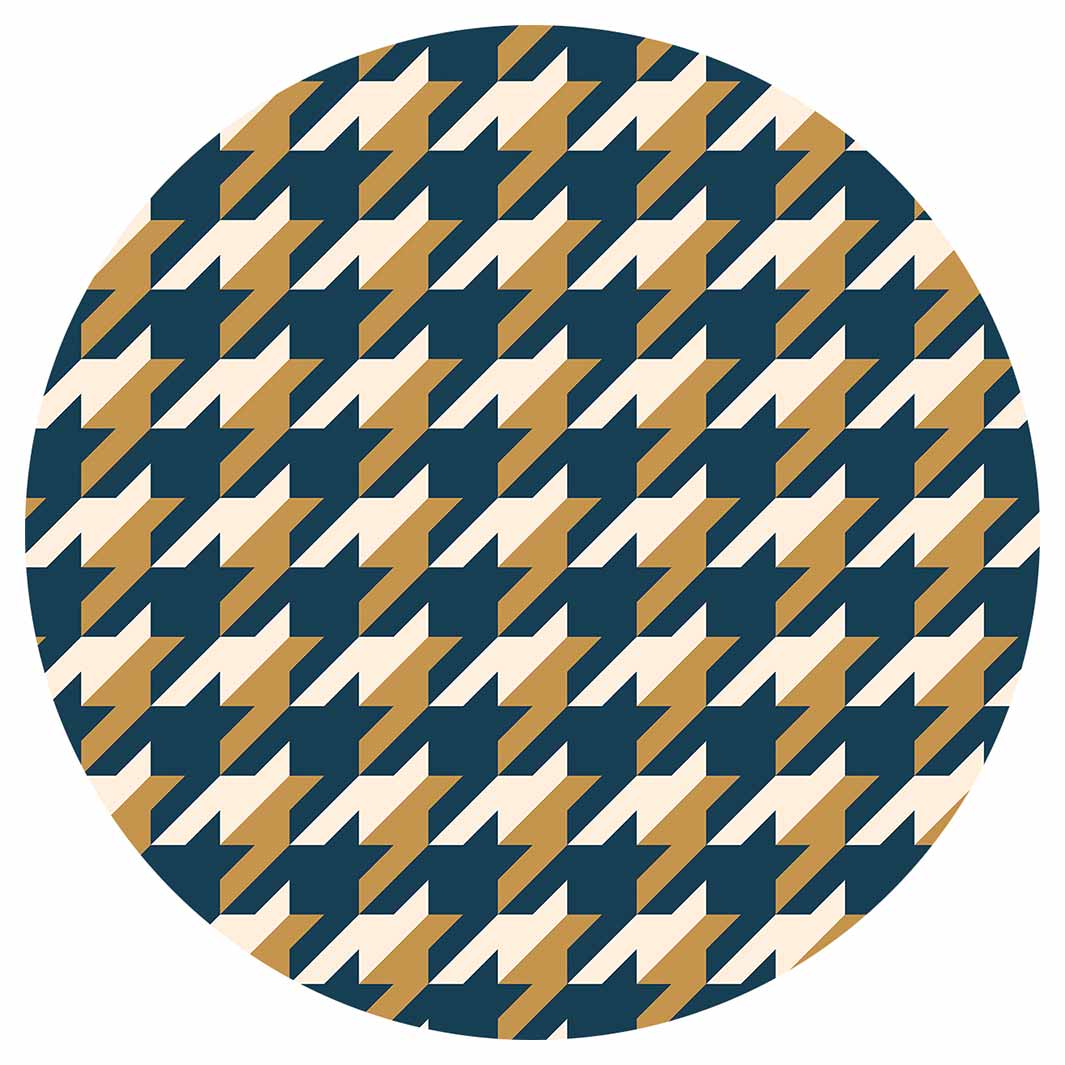 HOUNDSTOOTH BLUE AND GOLD ROUND COASTER