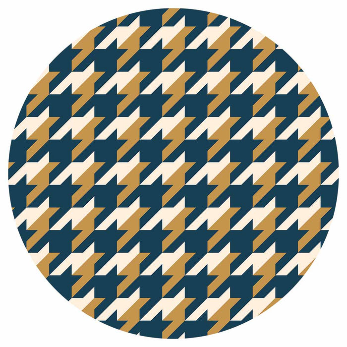 HOUNDSTOOTH BLUE AND GOLD ROUND COASTER