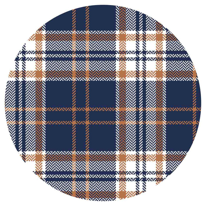 NAVY AND GOLD PLAID PATTERN ROUND COASTER