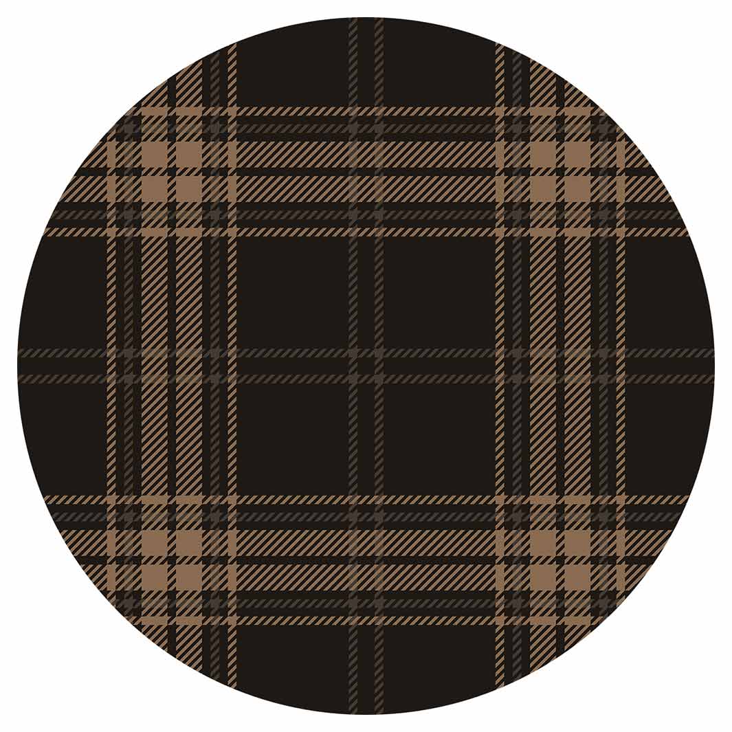 DARK BROWN PLAID PATTERN ROUND COASTER