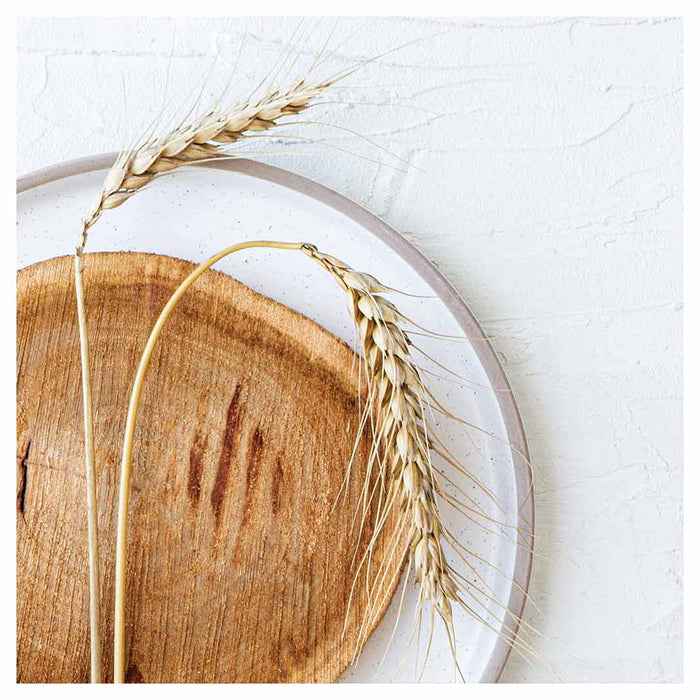 NATURAL BEIGE WHEAT ON WOOD AND WHITE SQUARE COASTER