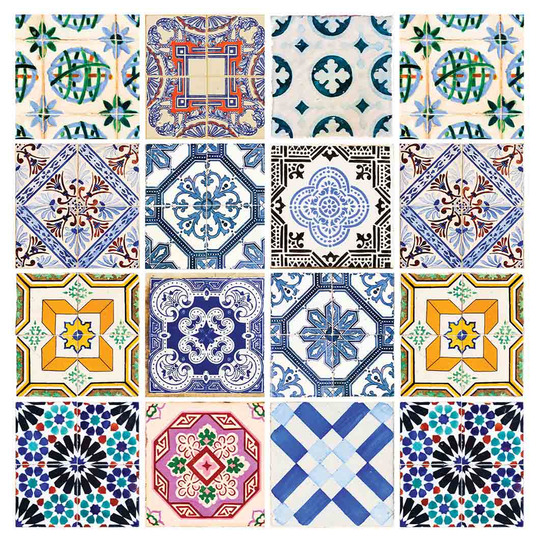 PATTERN BLUE COLOURFUL TILE SQUARE COASTER