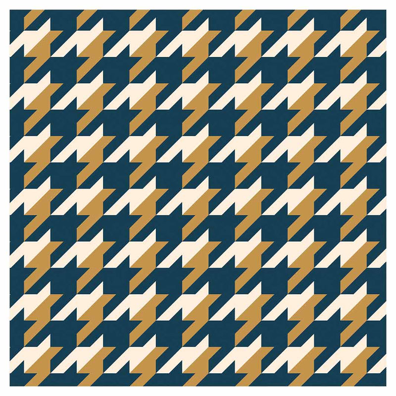 HOUNDSTOOTH BLUE AND GOLD SQUARE COASTER